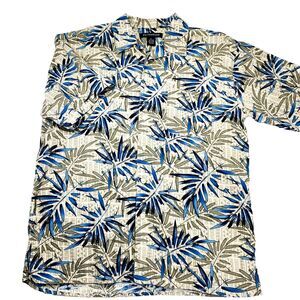 Statements Vintage Hawaiian Shirt Linen Rayon XL Beach Palm Y2K 90s Preppy